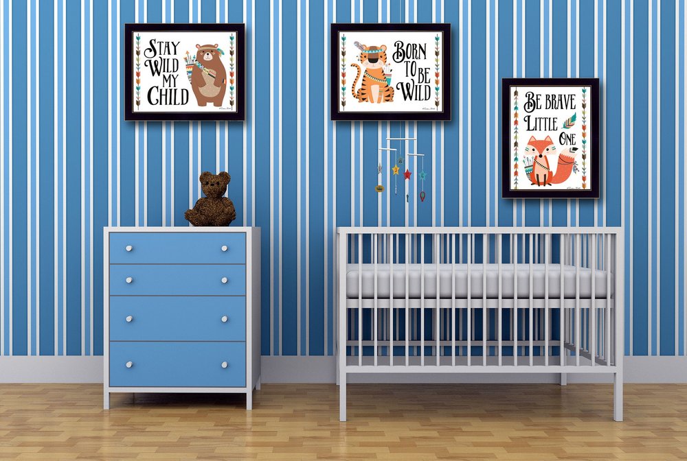 Set Of Three Be Brave Little One 1 Black Framed Wall Art — view 1