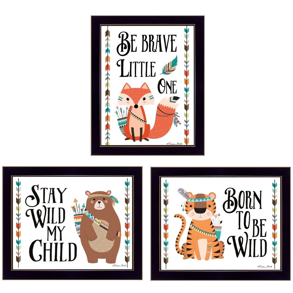 Set Of Three Be Brave Little One 1 Black Framed Wall Art — view 3