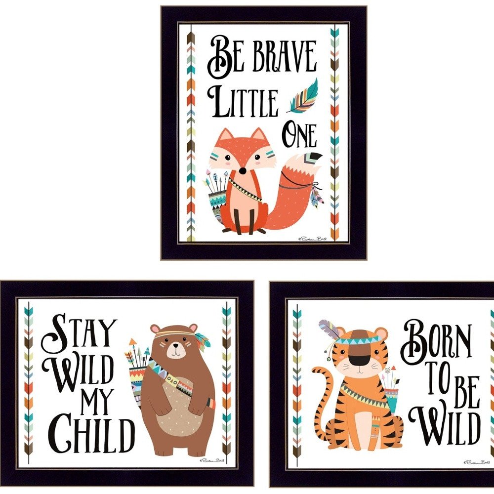 Set Of Three Be Brave Little One 1 Black Framed Wall Art — view 5