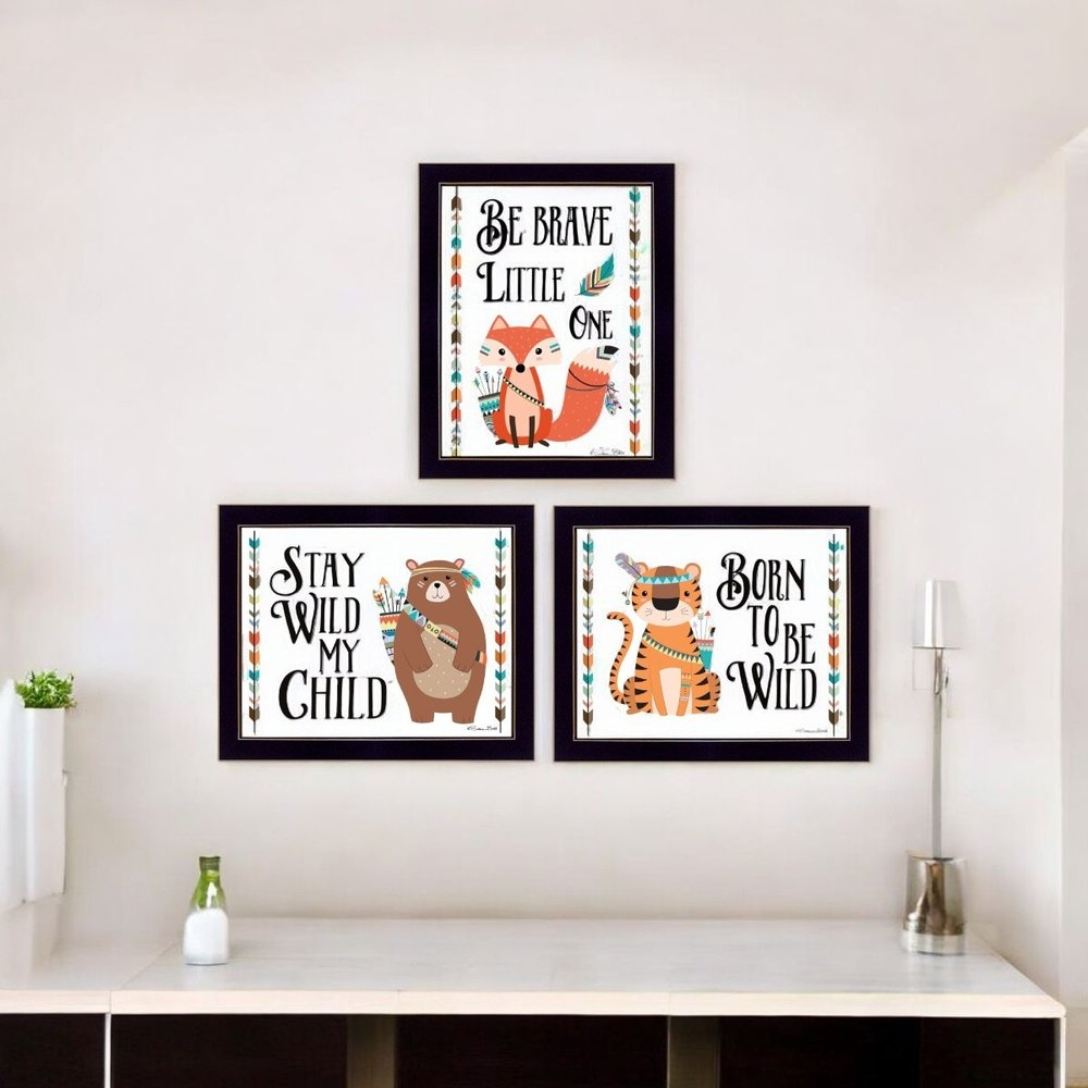 Set Of Three Be Brave Little One 1 Black Framed Wall Art — view 6
