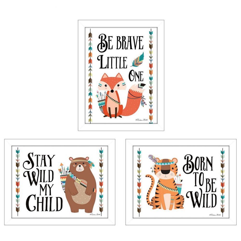 Set Of Three Be Brave Little One 2 White Framed Wall Art — view 4