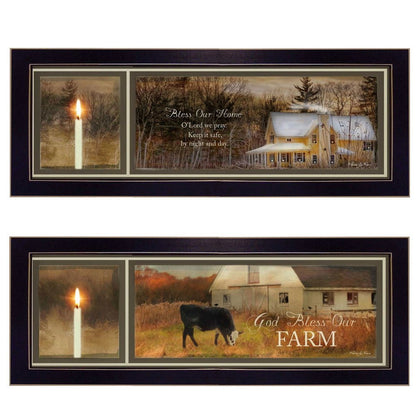 Set Of Two Bless Our Home Black Framed Wall Art