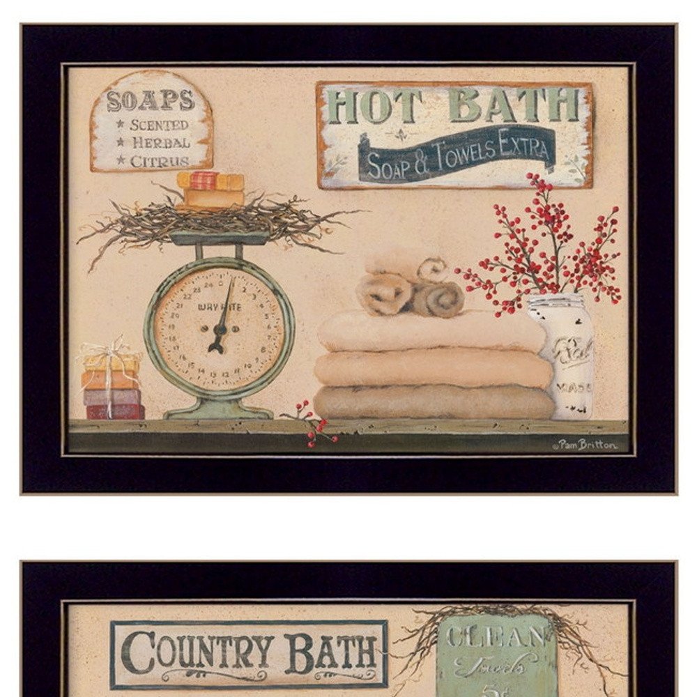 Set Of Two Country Bath III 1 Black Framed Bathroom Wall Art — view 4