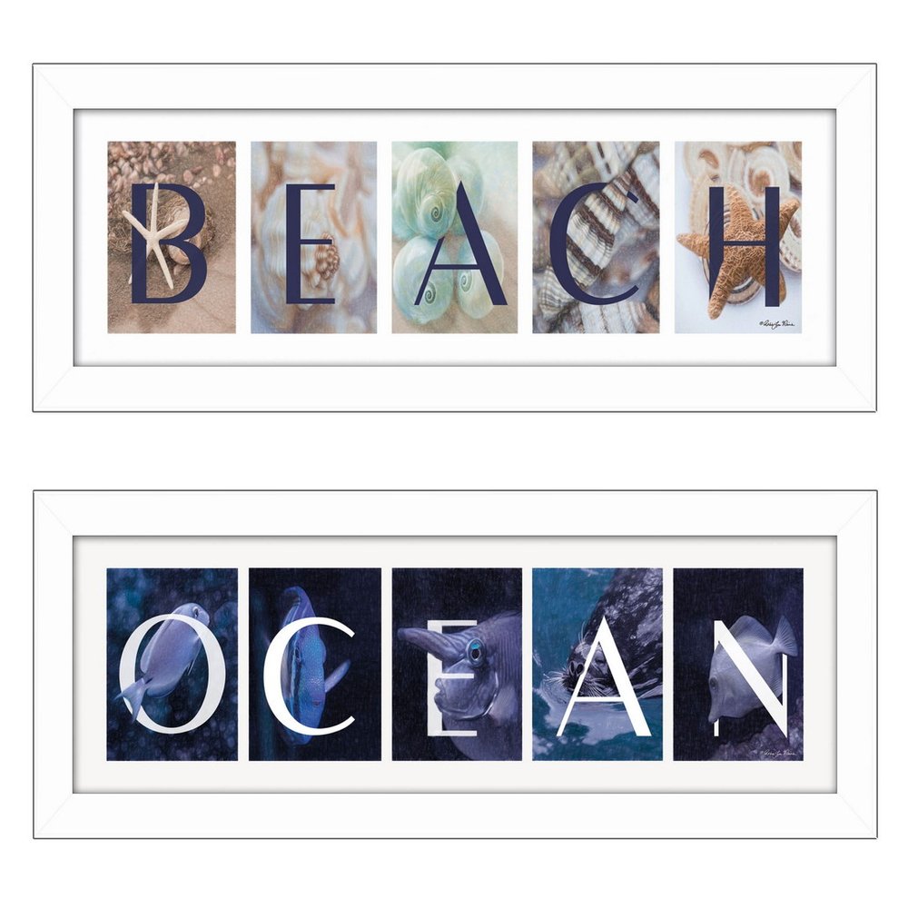 Set Of Two Ocean or Beach White Framed Print Wall Art — view 2