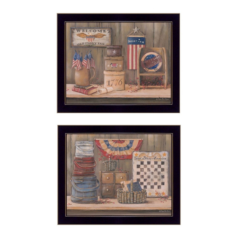 Set Of Two Sweet Land of Liberty 1 Black Framed Print Wall Art — view 2