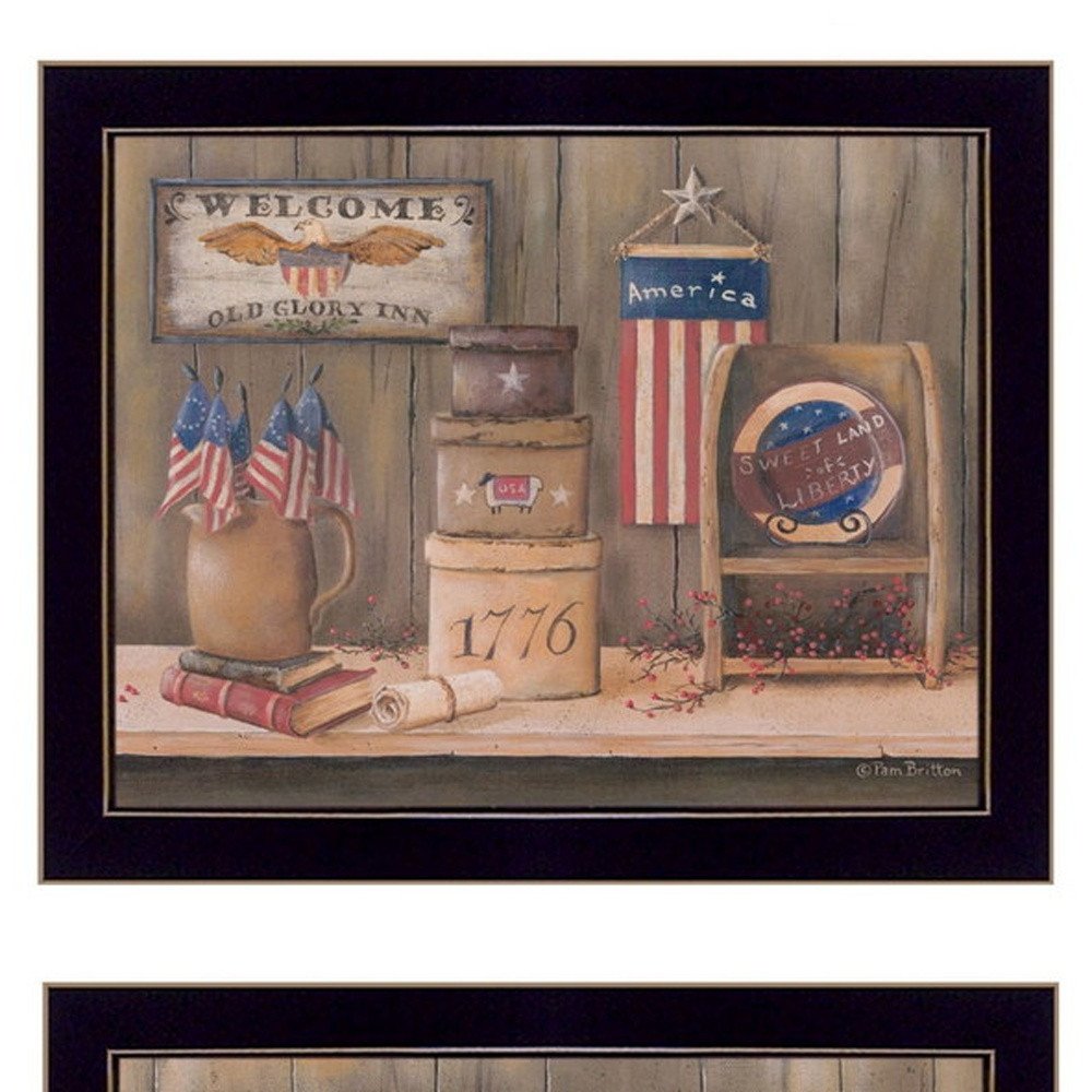 Set Of Two Sweet Land of Liberty 1 Black Framed Print Wall Art — view 4
