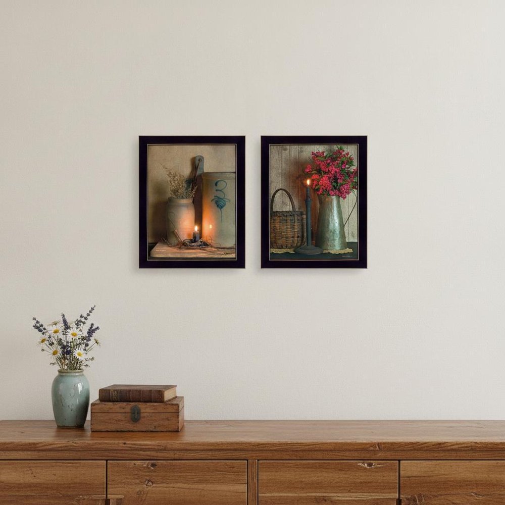 Set Of Two Americana Country Candlelight Black Framed Print Wall Art — view 5