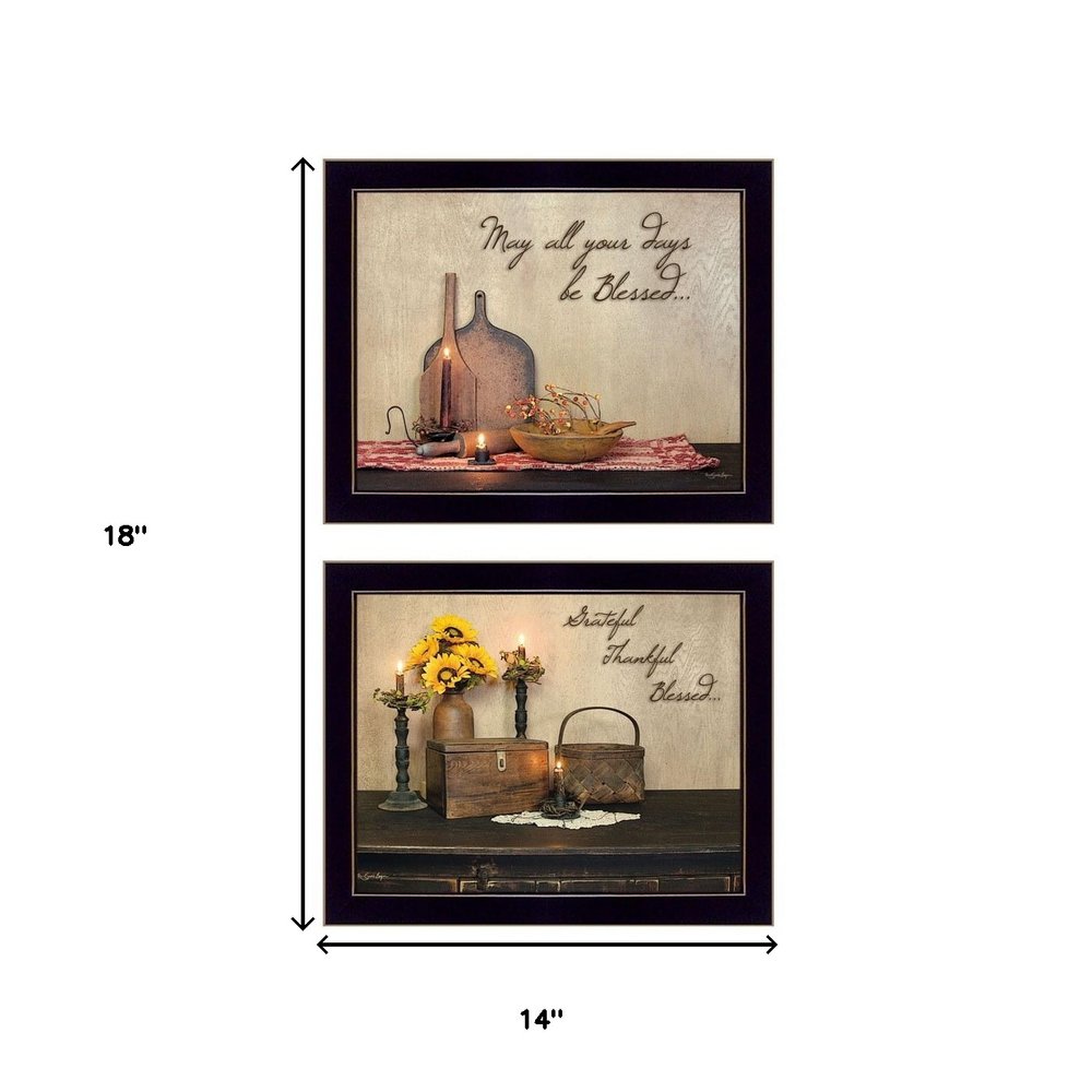 Set Of Two Twice Blessed Black Framed Print Wall Art — view 3