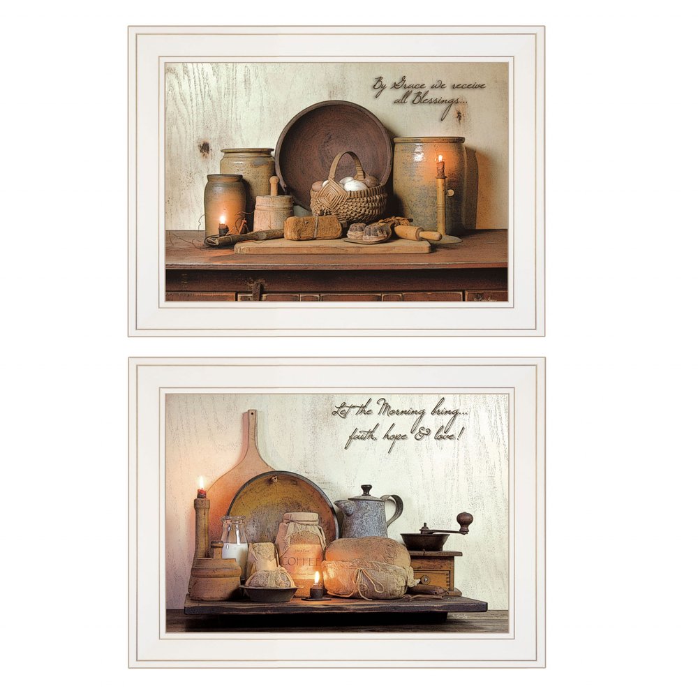 Set Of Two By Grace 4 White Framed Print Kitchen Wall Art — view 1