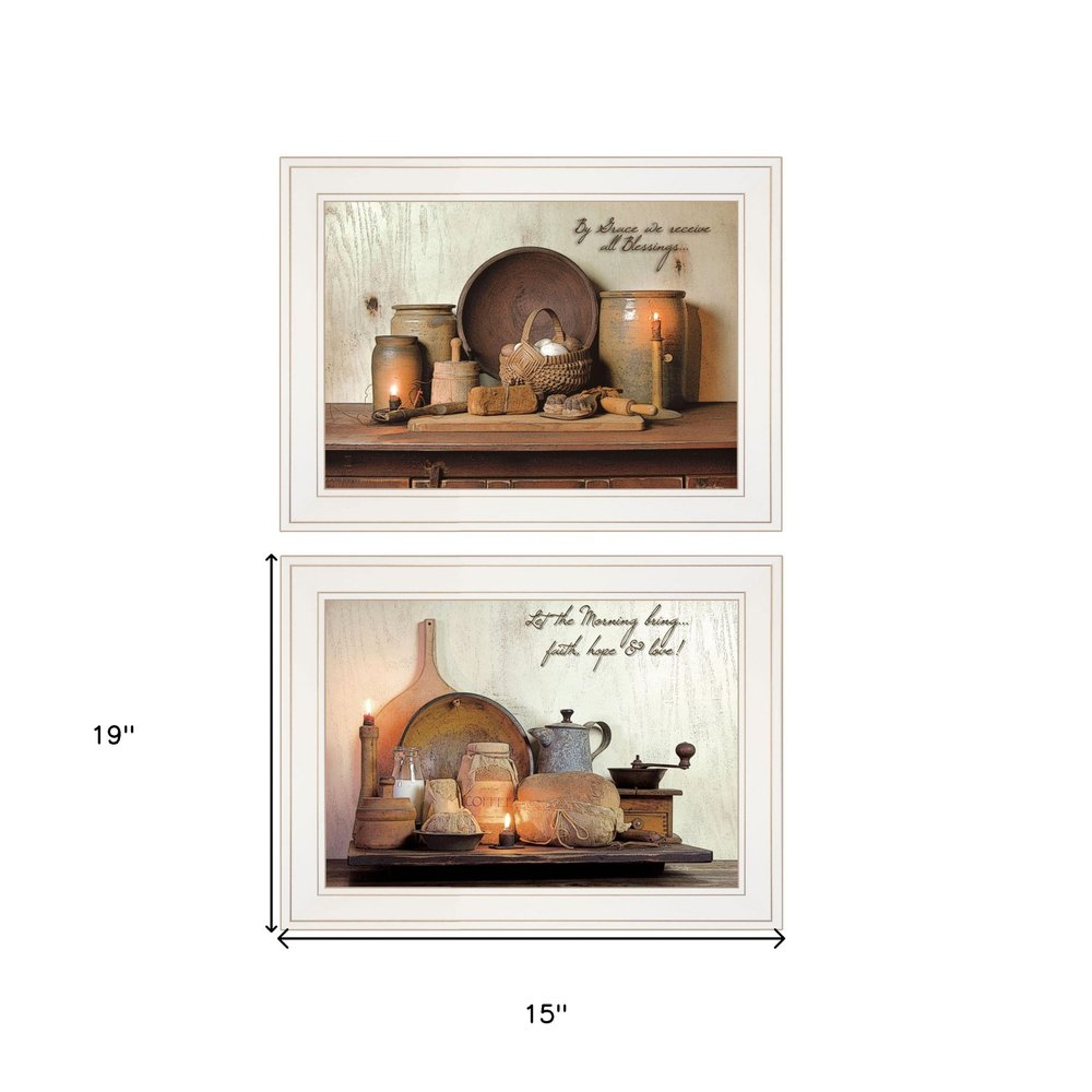 Set Of Two By Grace 4 White Framed Print Kitchen Wall Art — view 3