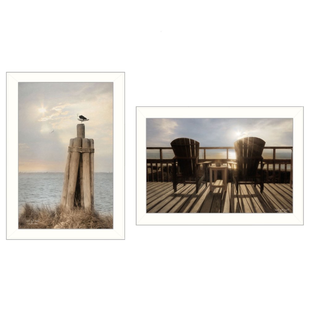 Set Of Two By The Sea 2 White Framed Print Wall Art — view 3