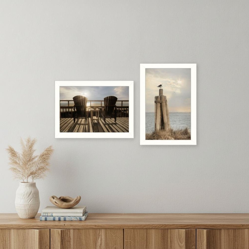 Set Of Two By The Sea 2 White Framed Print Wall Art — view 4