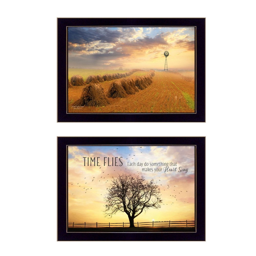Set Of Two Amish Country Black Framed Print Wall Art — view 2