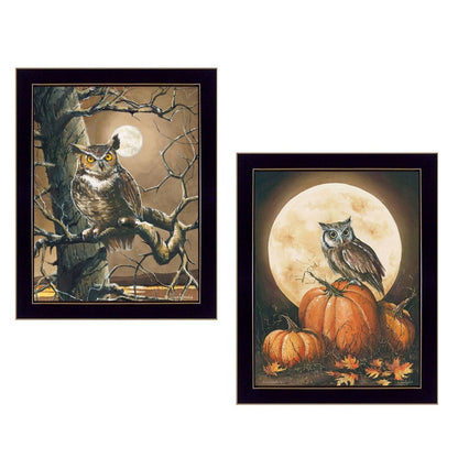 Set Of Two Autumn Owls Black Framed Print Wall Art HomeRoots