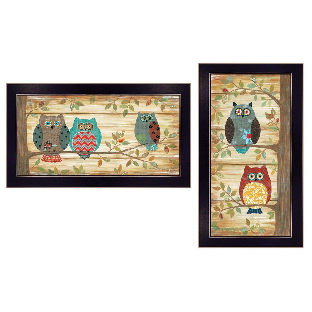 Set Of Two The Wise Owls Black Framed Print Wall Art — view 4