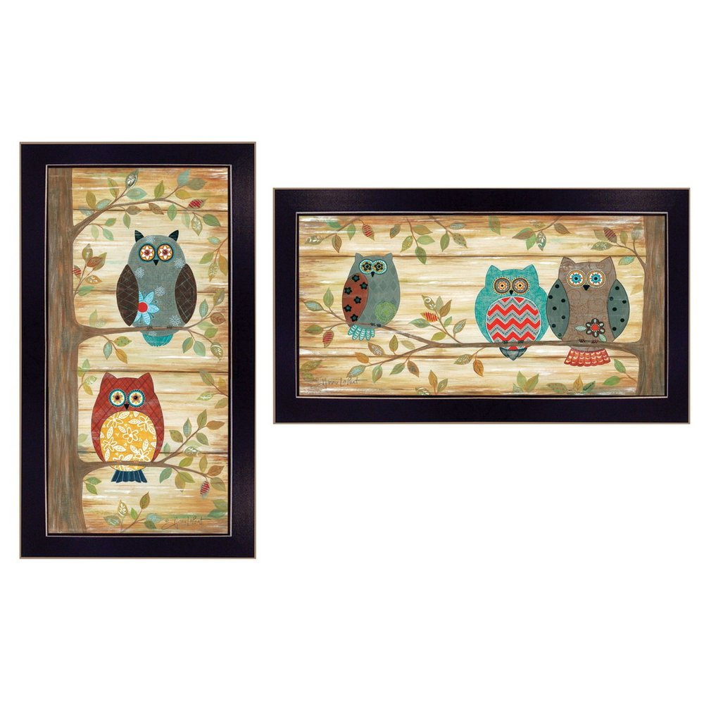 Set Of Two The Wise Owls Black Framed Print Wall Art — view 3