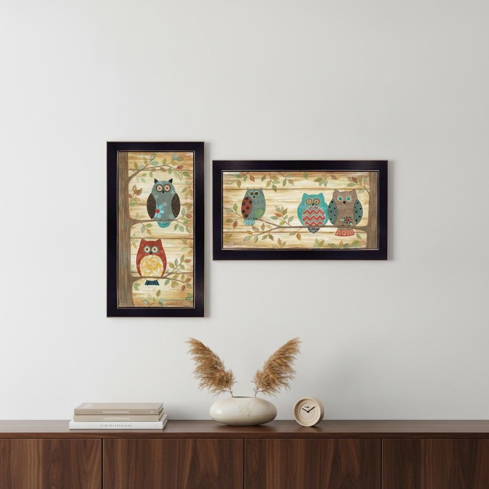 Set Of Two The Wise Owls Black Framed Print Wall Art — view 5
