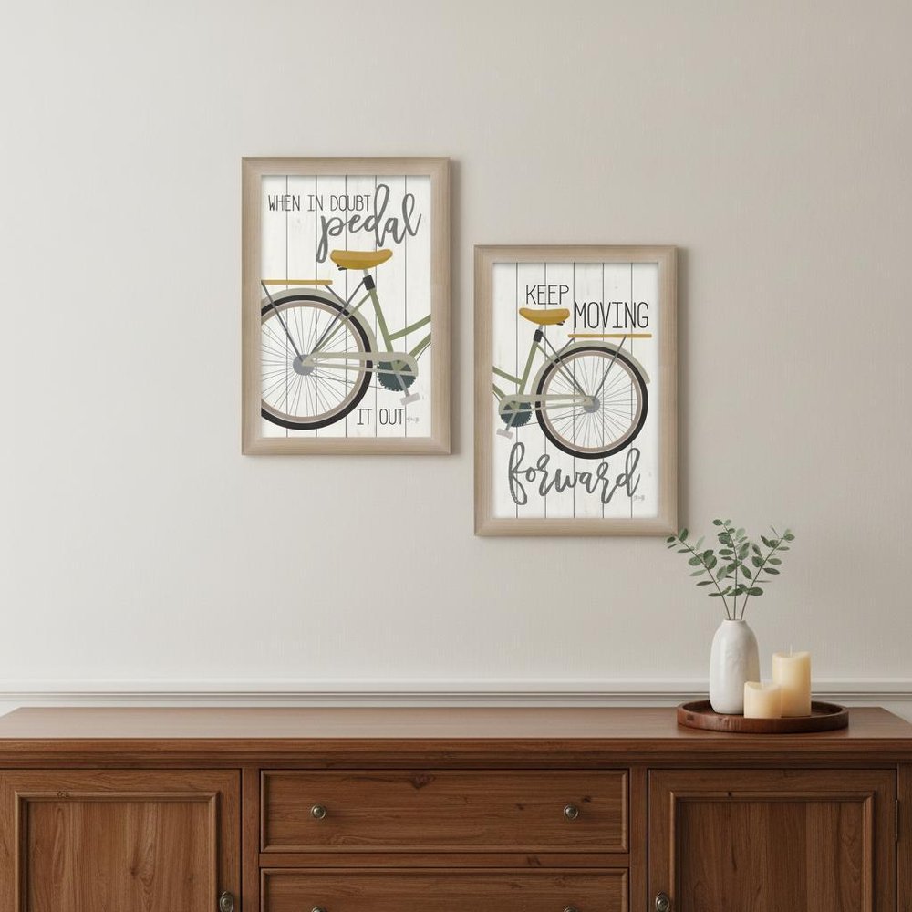 Set Of Two Pedal it Out 1 Brown Framed Print Wall Art — view 10