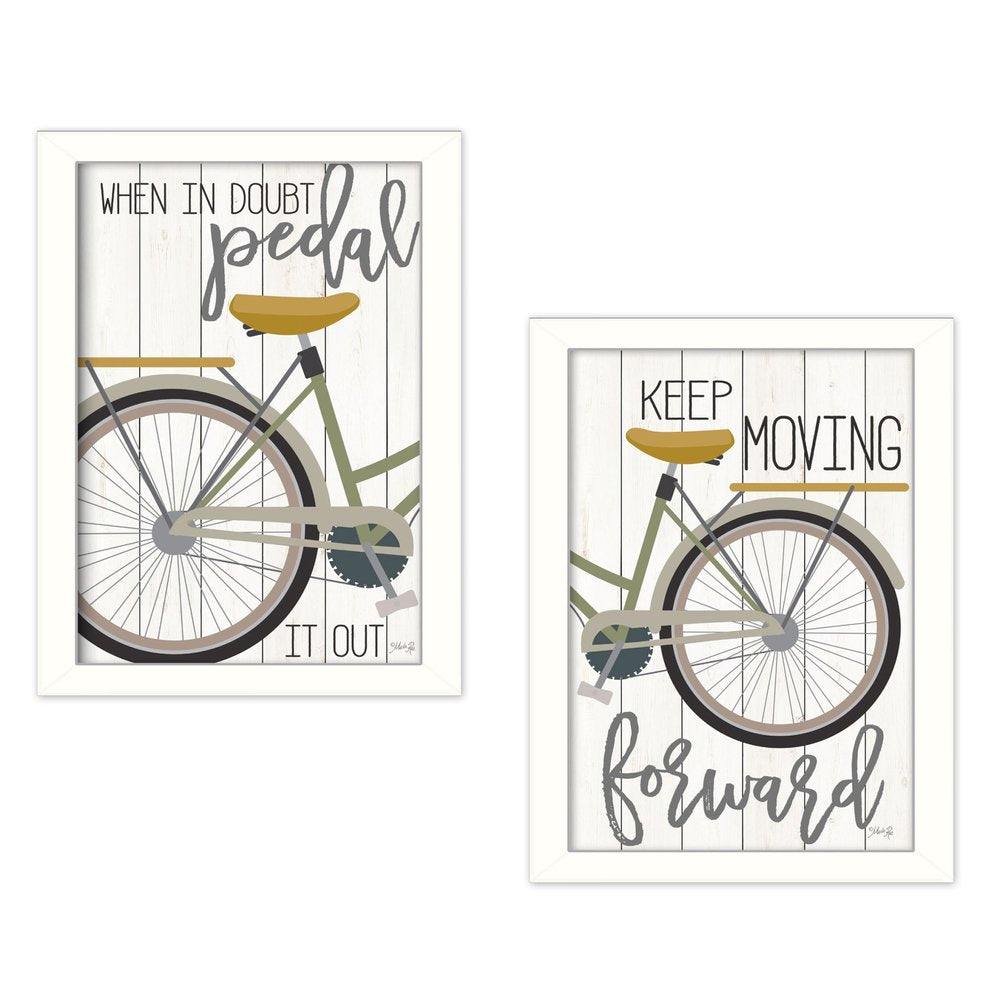 Set Of Two Pedal it Out 3 White Framed Print Wall Art — view 1