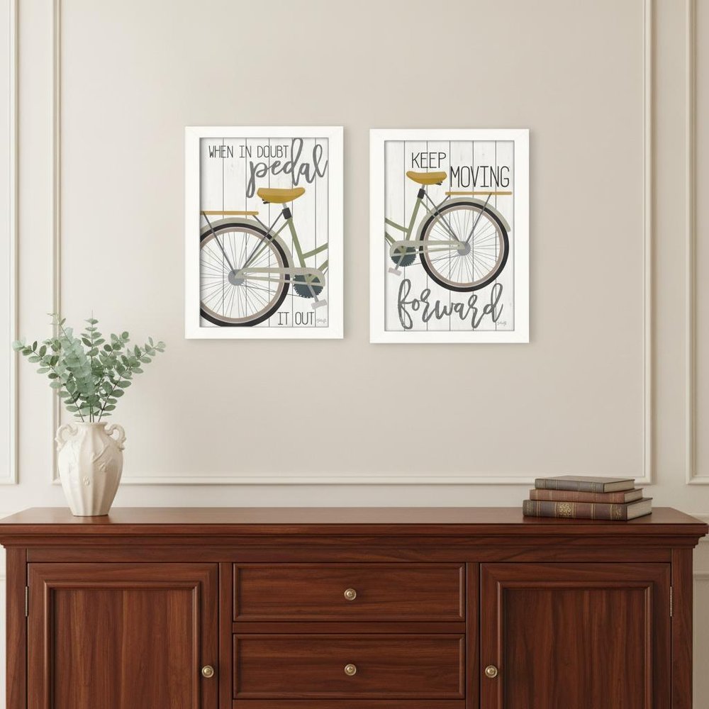 Set Of Two Pedal it Out 3 White Framed Print Wall Art — view 5