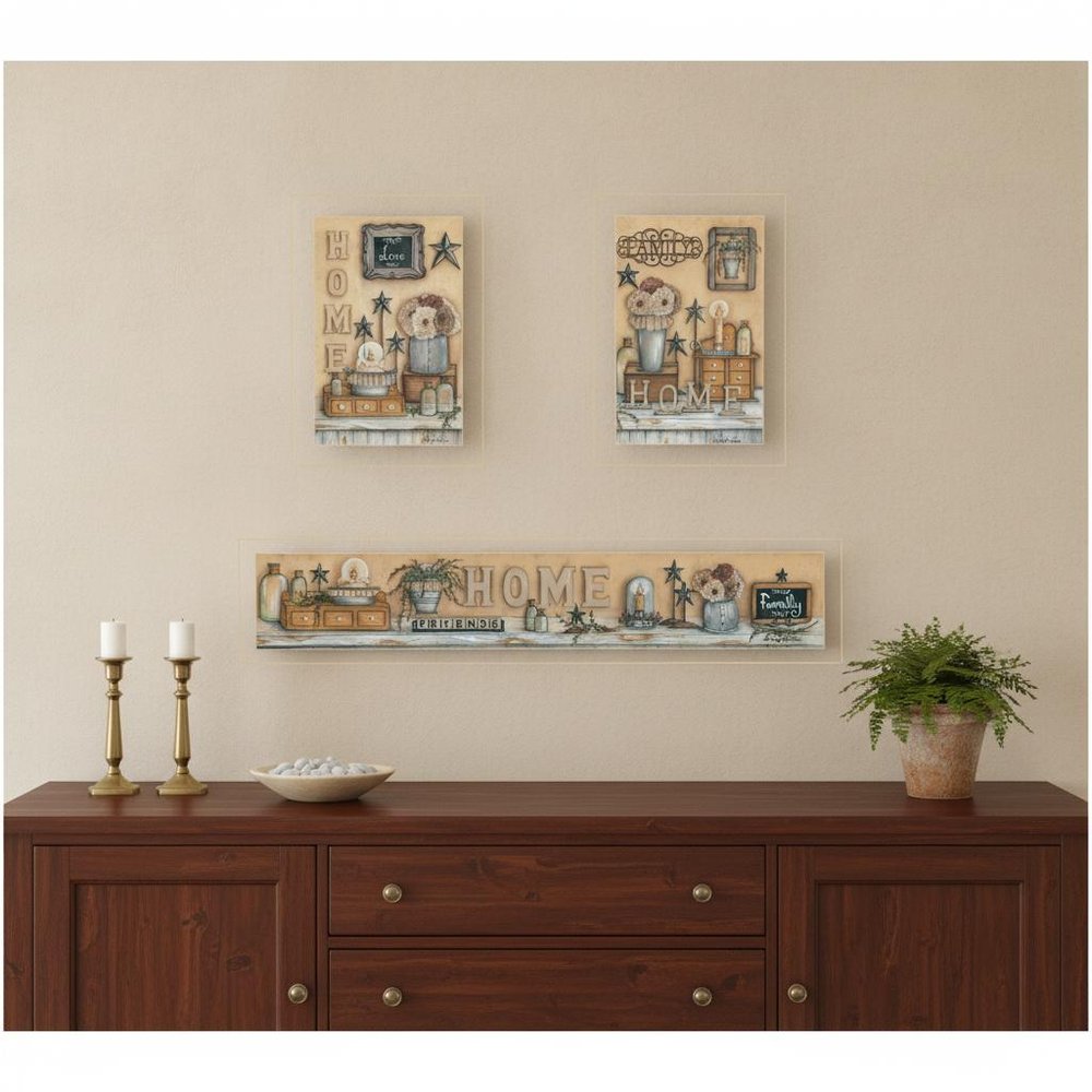 Set Of Three Where Family and Friends Gather 2 White Framed Print Wall Art — view 4