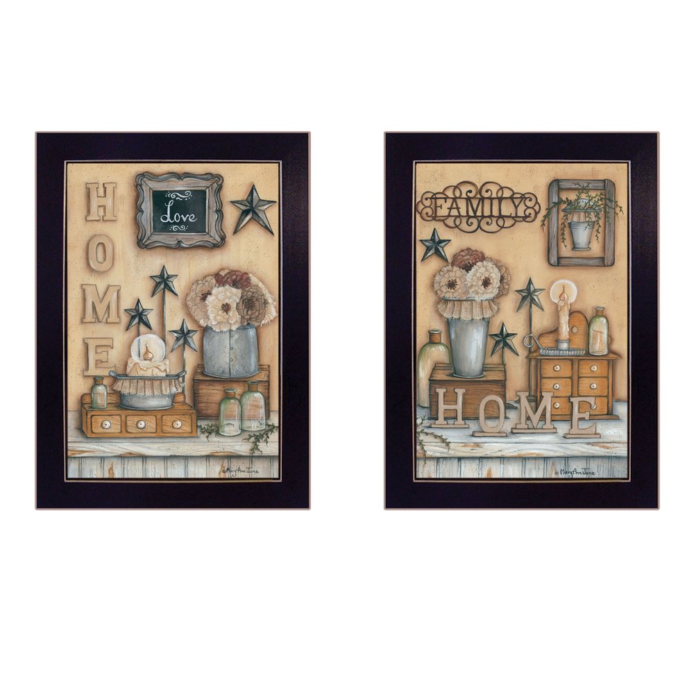 Set Of Two Where Family and Friends Gather II 1 Black Framed Print Wall Art HomeRoots