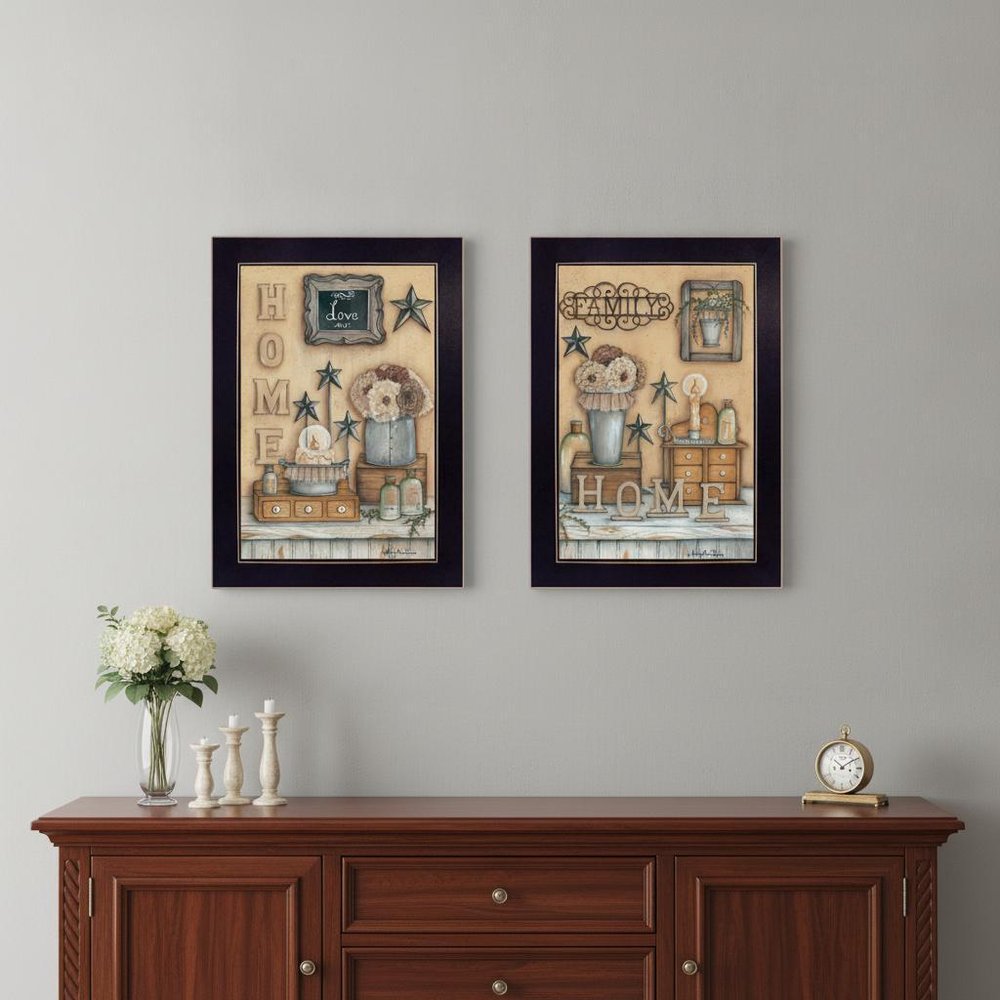 Set Of Two Where Family and Friends Gather II 1 Black Framed Print Wall Art — view 1