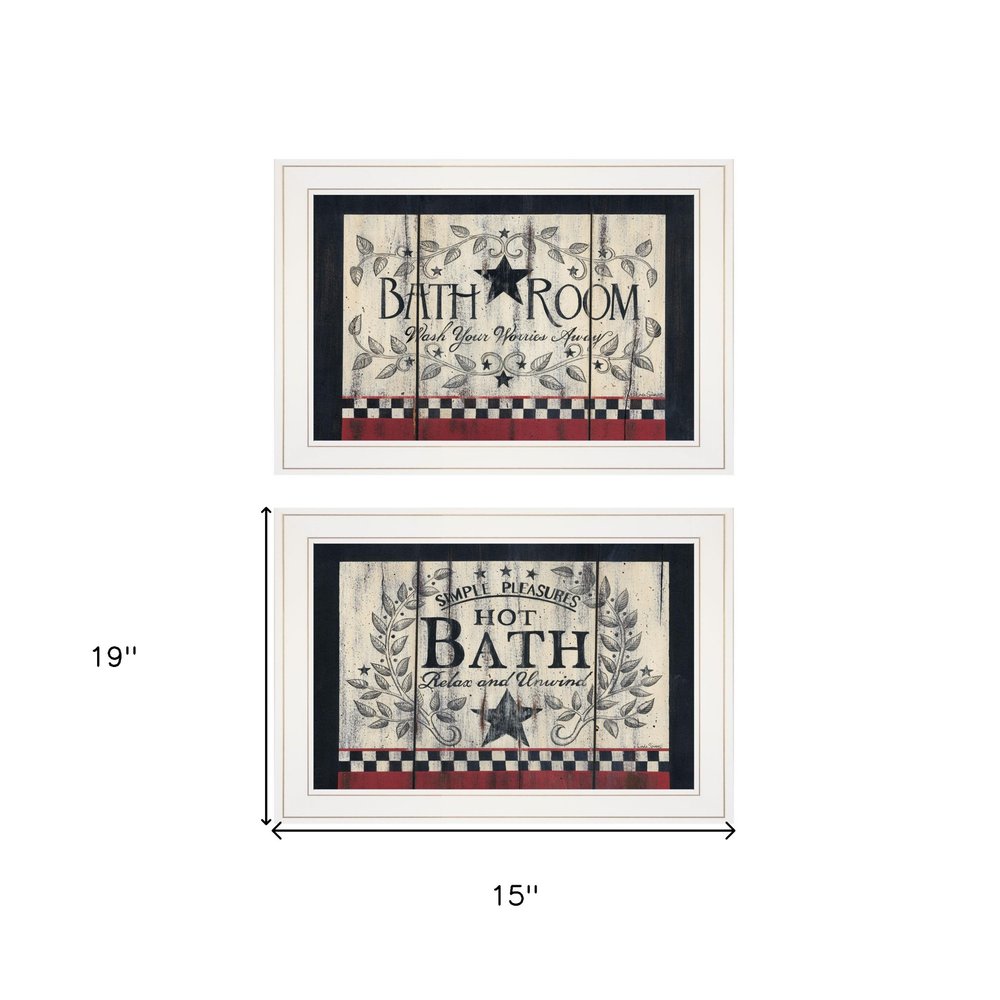 Set Of Two Hot Bath 6 White Framed Print Bathroom Wall Art — view 3