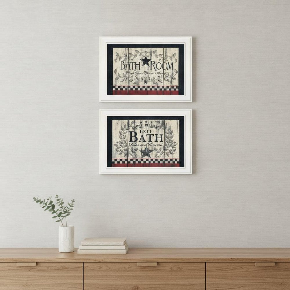 Set Of Two Hot Bath 6 White Framed Print Bathroom Wall Art — view 5