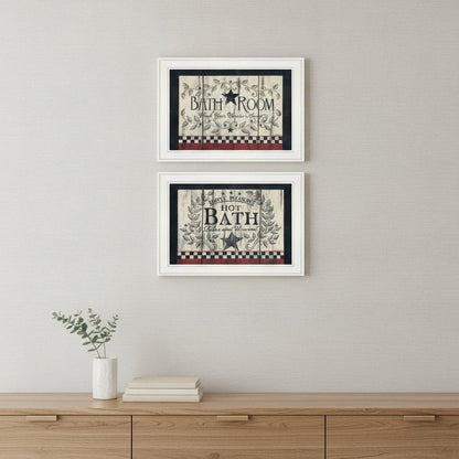 Set Of Two Hot Bath 6 White Framed Print Bathroom Wall Art