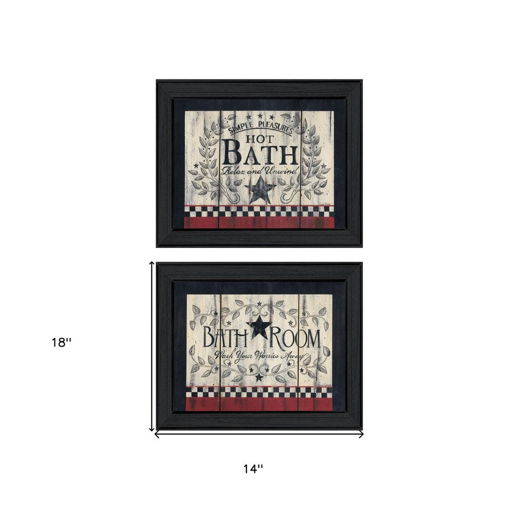 Set Of Two Hot Bath 7 Black Framed Print Bathroom Wall Art — view 3