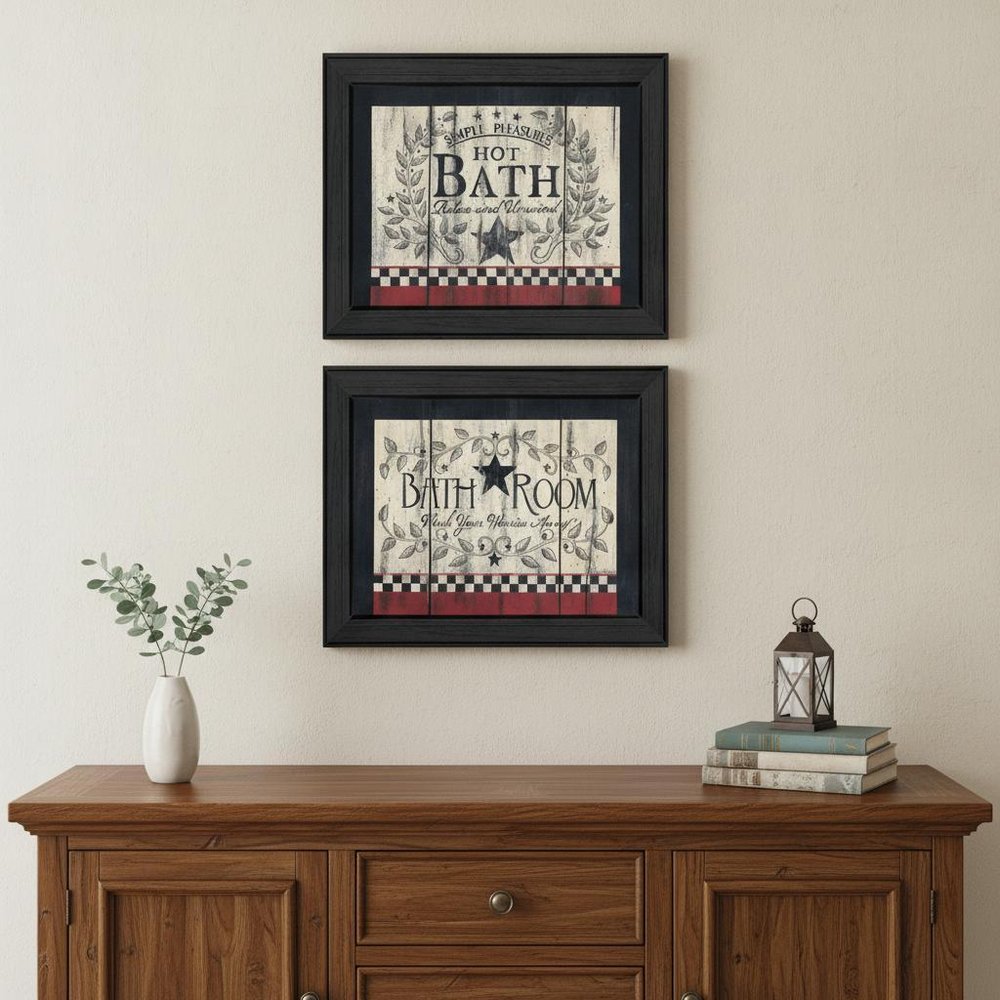 Set Of Two Hot Bath 7 Black Framed Print Bathroom Wall Art — view 4