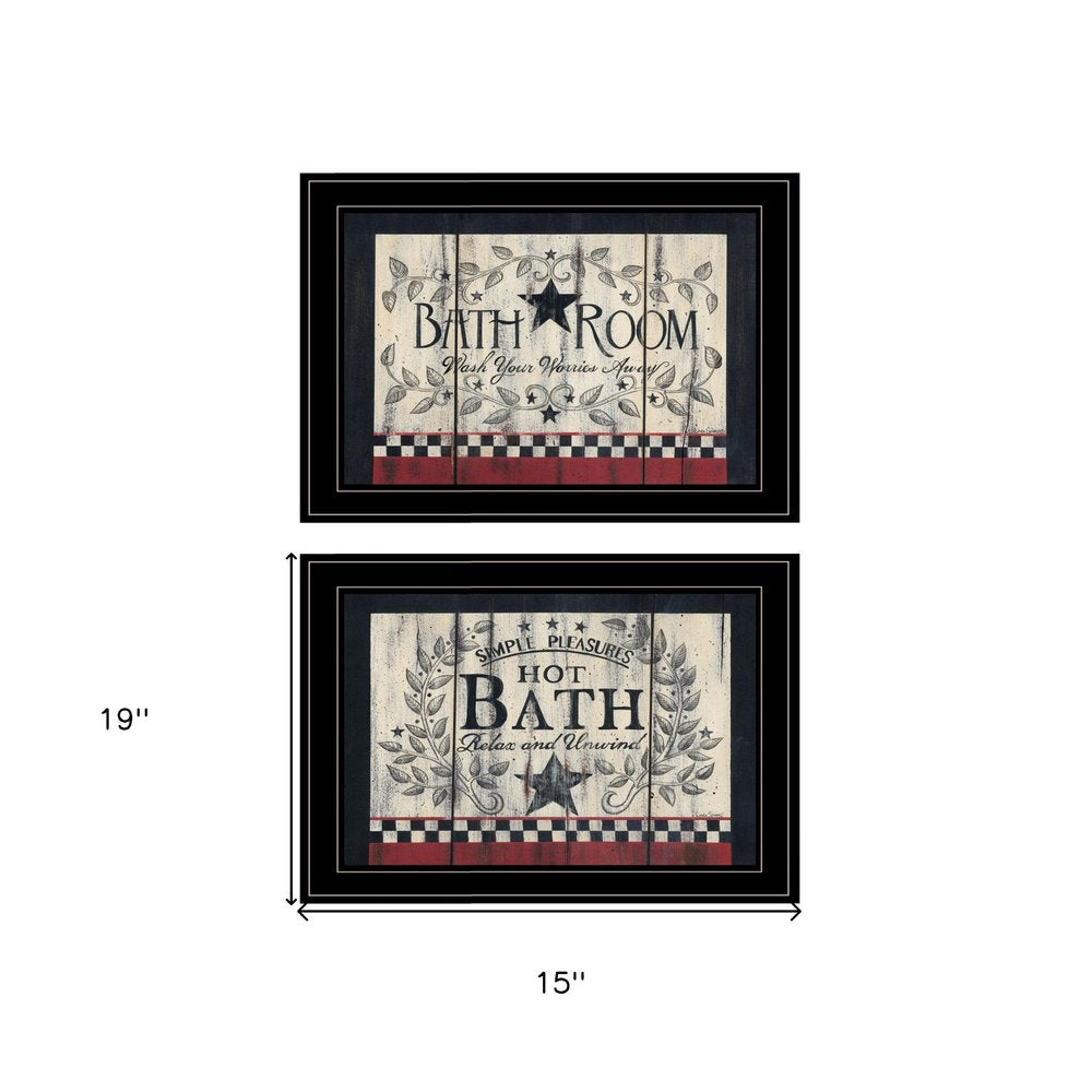 Set Of Two Hot Bath 8 Black Framed Print Bathroom Wall Art — view 3