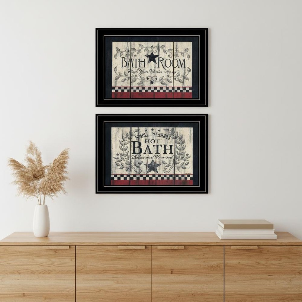 Set Of Two Hot Bath 8 Black Framed Print Bathroom Wall Art — view 5