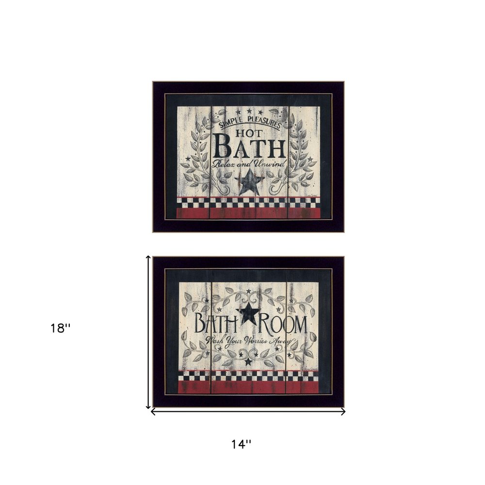 Set Of Two Hot Bath 9 Black Framed Print Bathroom Wall Art — view 3