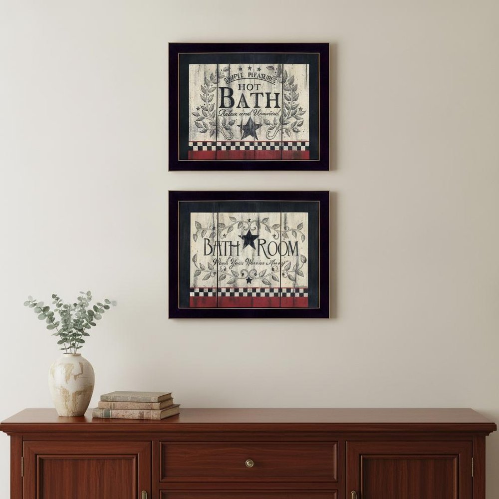 Set Of Two Hot Bath 9 Black Framed Print Bathroom Wall Art — view 4