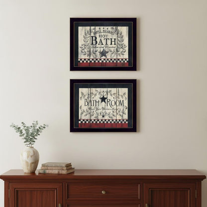 Set Of Two Hot Bath 9 Black Framed Print Bathroom Wall Art