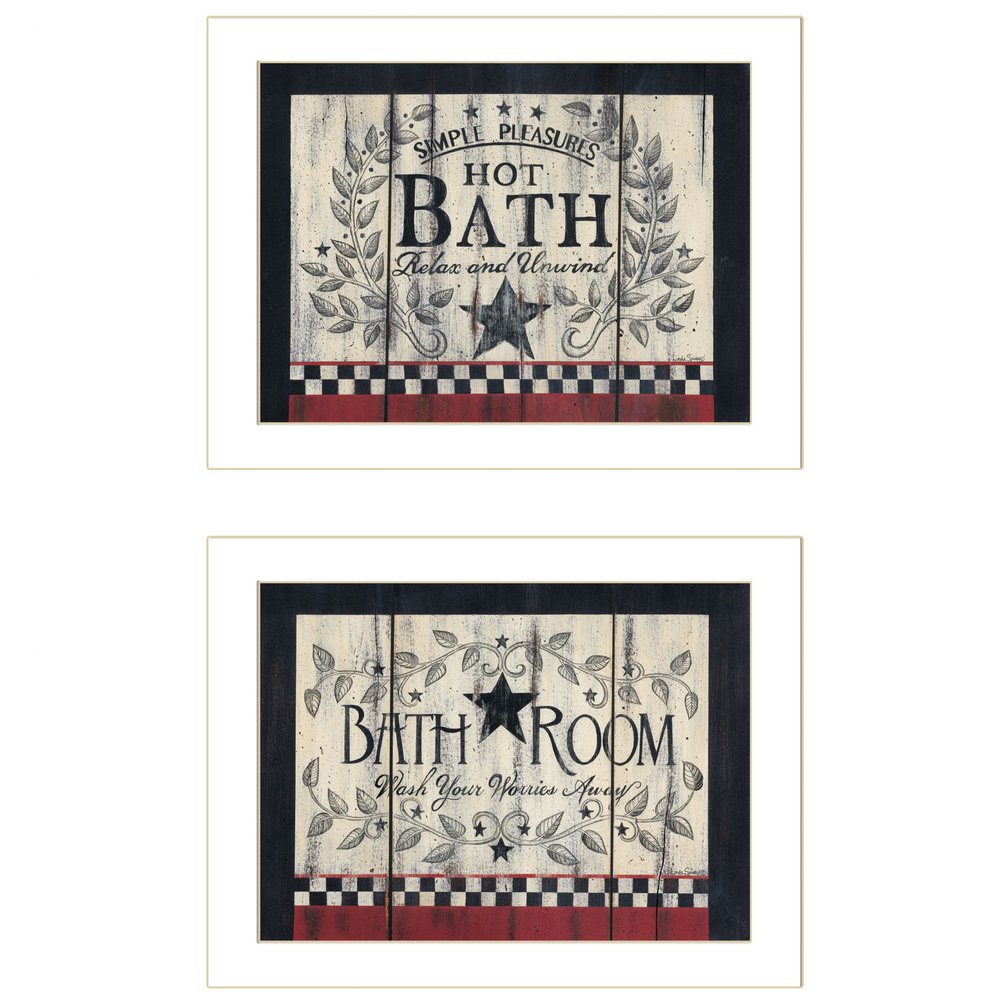 Set Of Two Hot Bath 10 White Framed Print Bathroom Wall Art — view 1