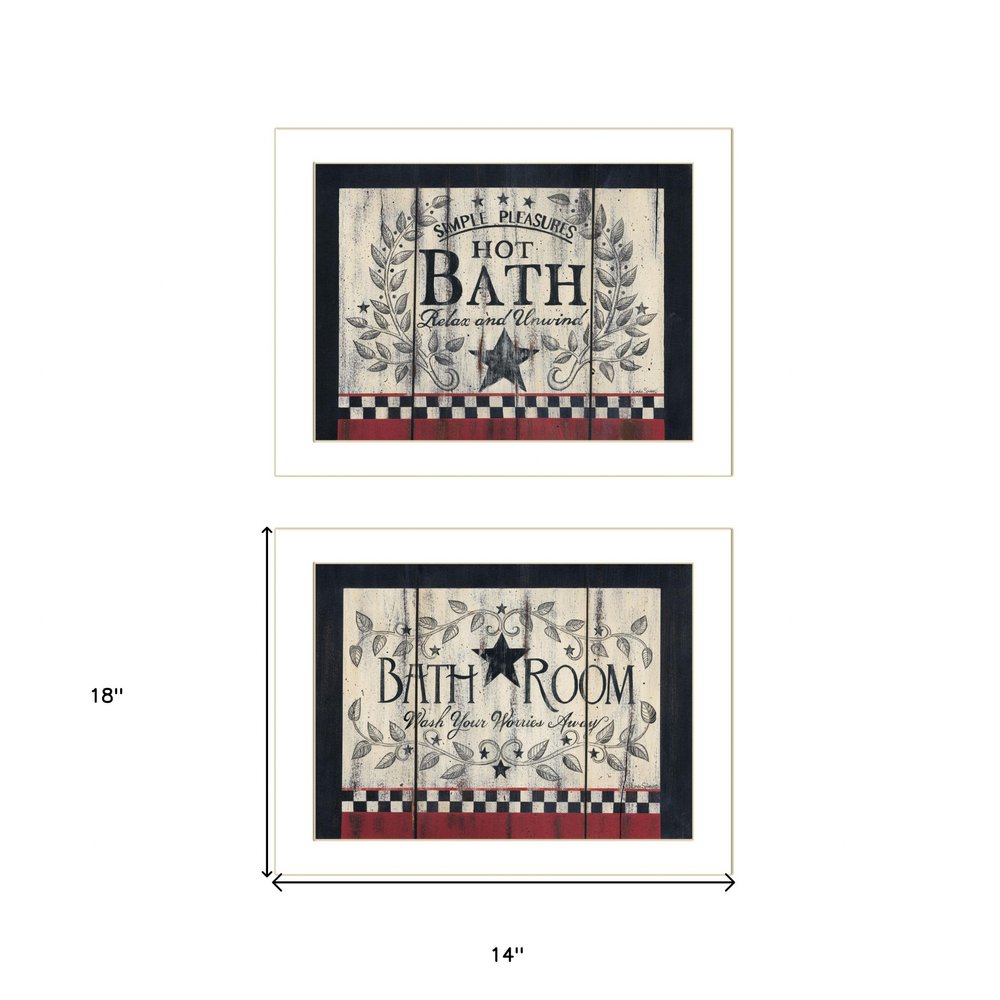 Set Of Two Hot Bath 10 White Framed Print Bathroom Wall Art — view 3