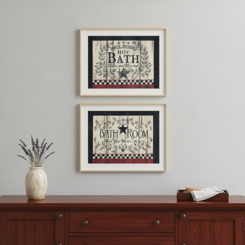 Set Of Two Hot Bath 10 White Framed Print Bathroom Wall Art — view 5