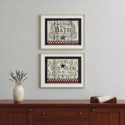 Set Of Two Hot Bath 10 White Framed Print Bathroom Wall Art