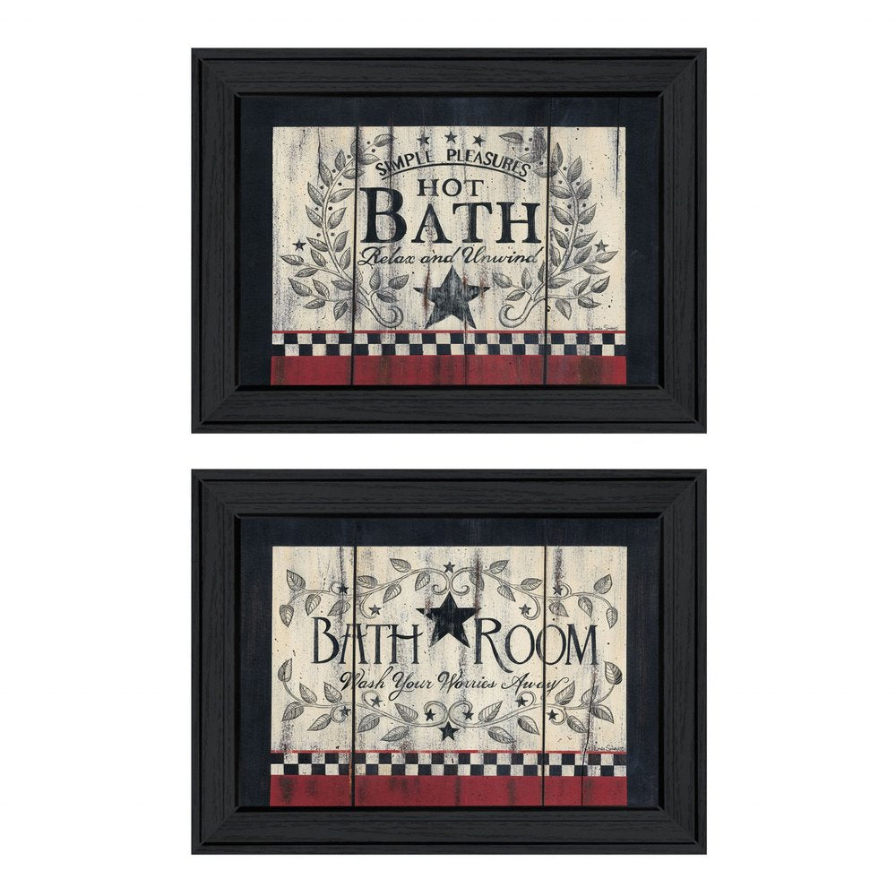Set Of Two Hot Bath 1 Black Framed Print Bathroom Wall Art — view 1