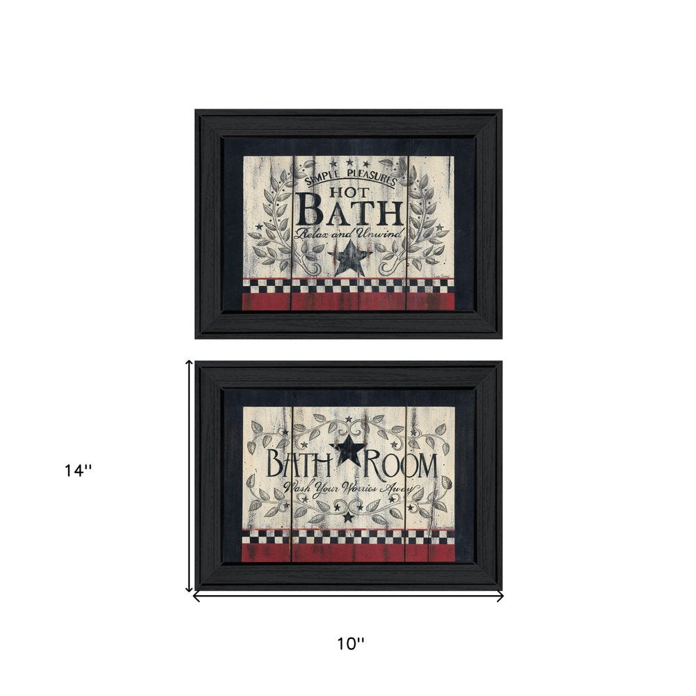 Set Of Two Hot Bath 1 Black Framed Print Bathroom Wall Art — view 3