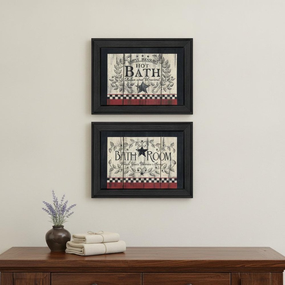 Set Of Two Hot Bath 1 Black Framed Print Bathroom Wall Art — view 4