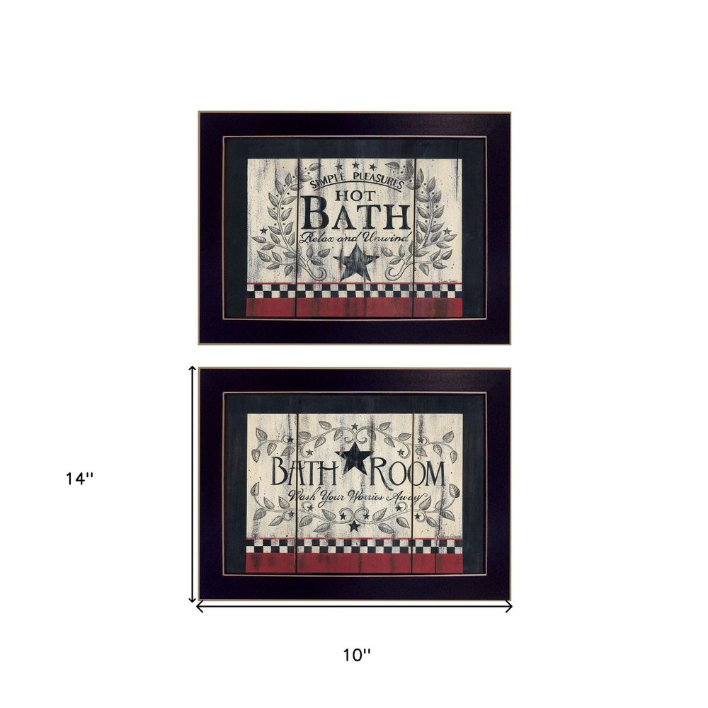 Set Of Two Hot Bath 2 Black Framed Print Bathroom Wall Art — view 3