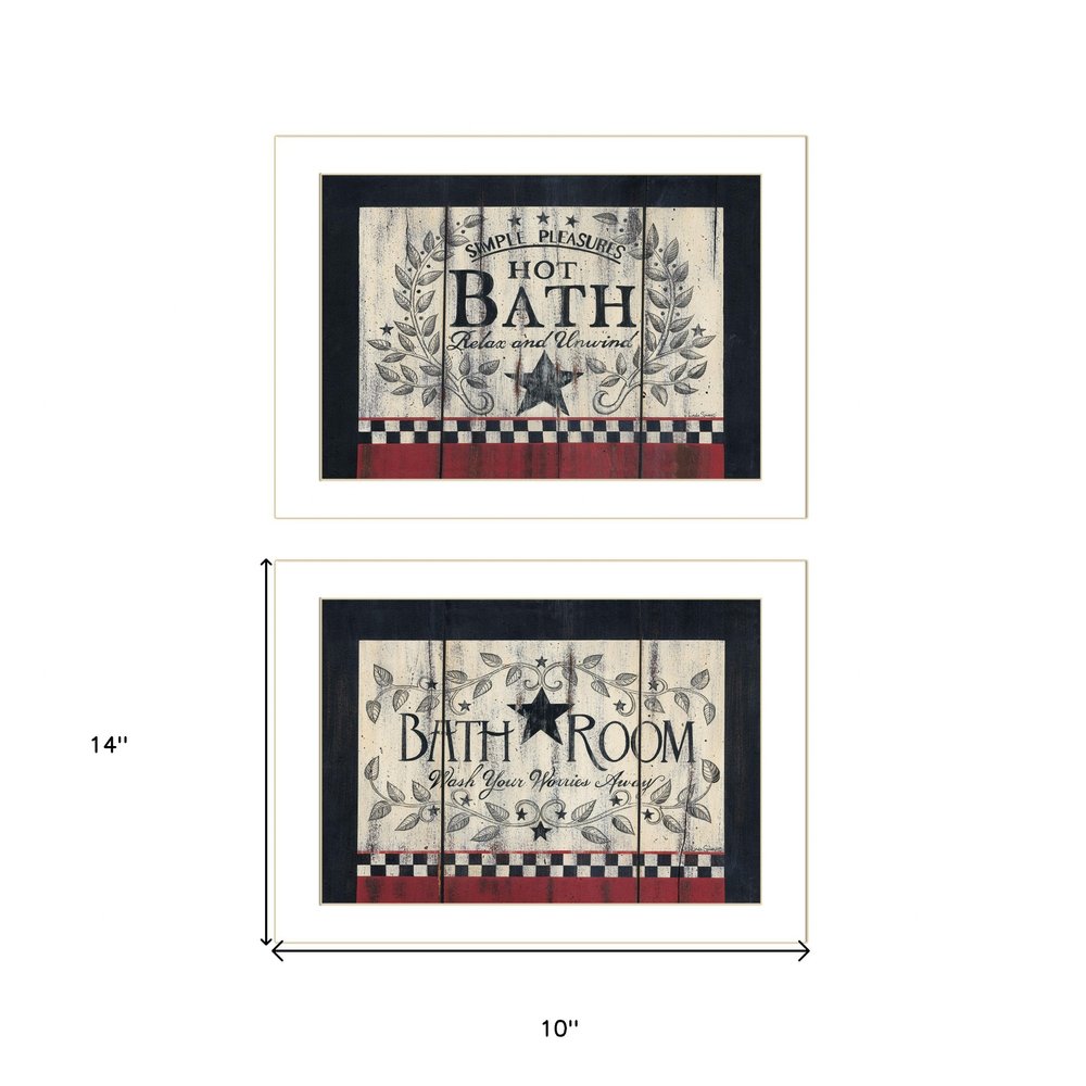 Set Of Two Hot Bath 3 White Framed Print Bathroom Wall Art — view 3