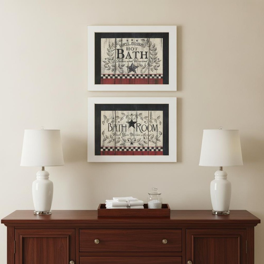 Set Of Two Hot Bath 3 White Framed Print Bathroom Wall Art — view 4