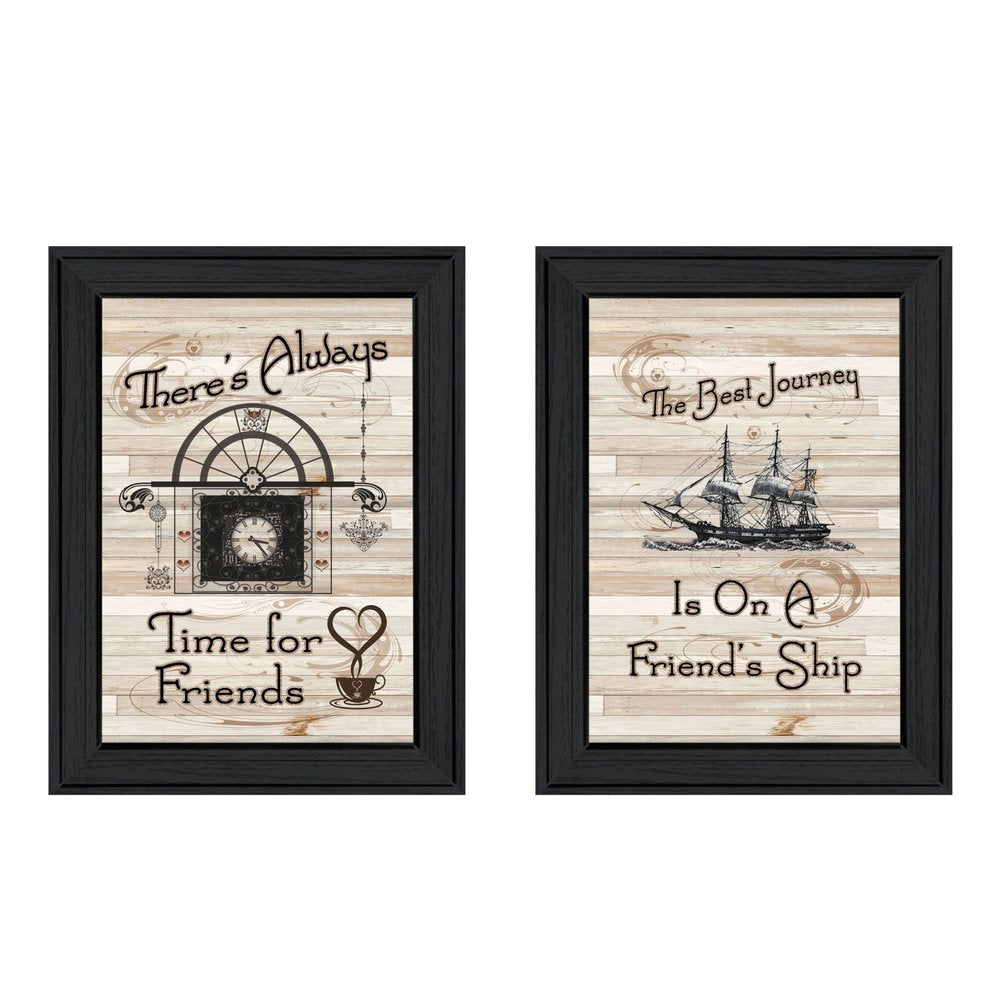 Set Of Two Friendship Journey 1 Black Framed Print Kitchen Wall Art — view 1