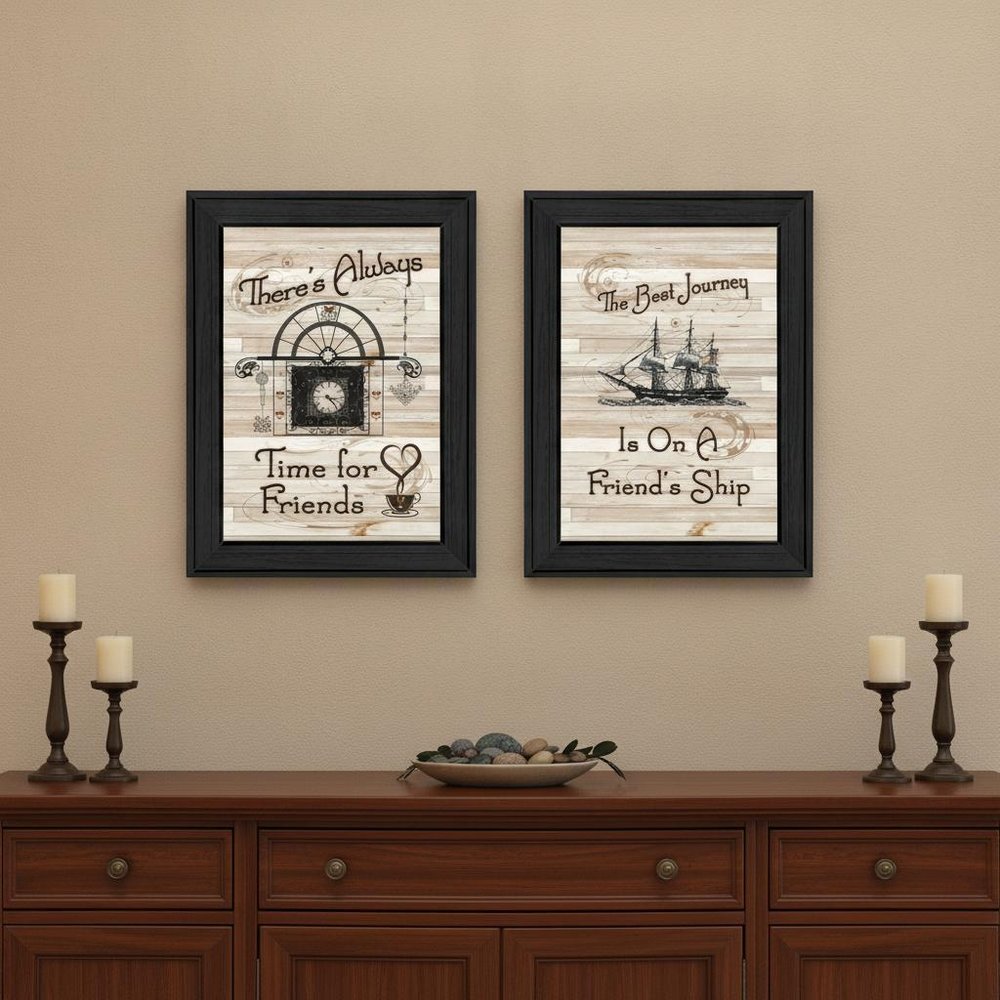 Set Of Two Friendship Journey 1 Black Framed Print Kitchen Wall Art — view 3