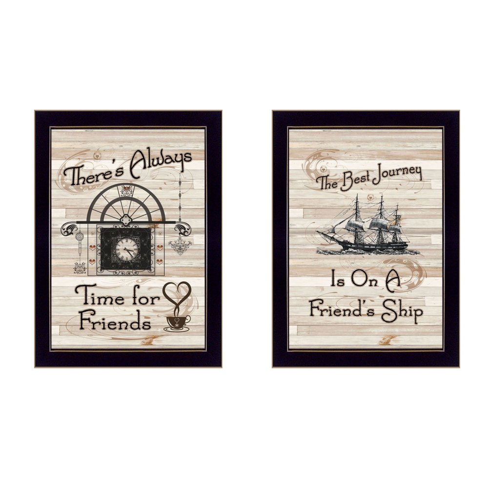 Set Of Two Friendship Journey 2 Black Framed Print Kitchen Wall Art — view 1